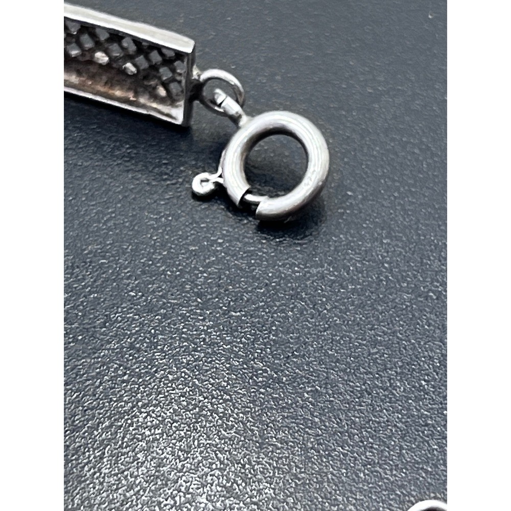 Vintage 925 Sterling Art Deco Panel Link Filigree Bracelet - Picture 9 of 15
